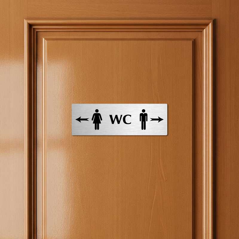 WC společné - rozcestník, 200x66mm, zlatá popiska s okrasným rámečkem  